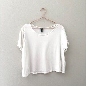 Wild Fable Ruched Puff Short Sleeve T-Shirt White Cotton Tee 1X